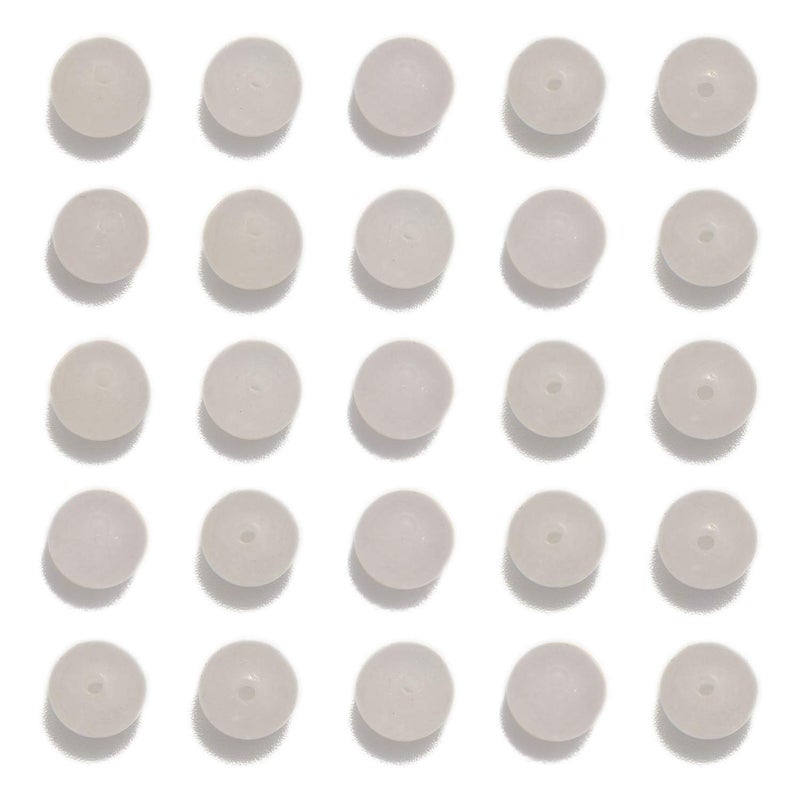 NCB 200pcs 8mm White Jade Loose Beads for Jewelry Making, Natural Semi Precious Beads Round Smooth Gemstones Spacer Beads Charms for Necklaces Bracelets (White Jade, 8mm 200Beads) - Image 1